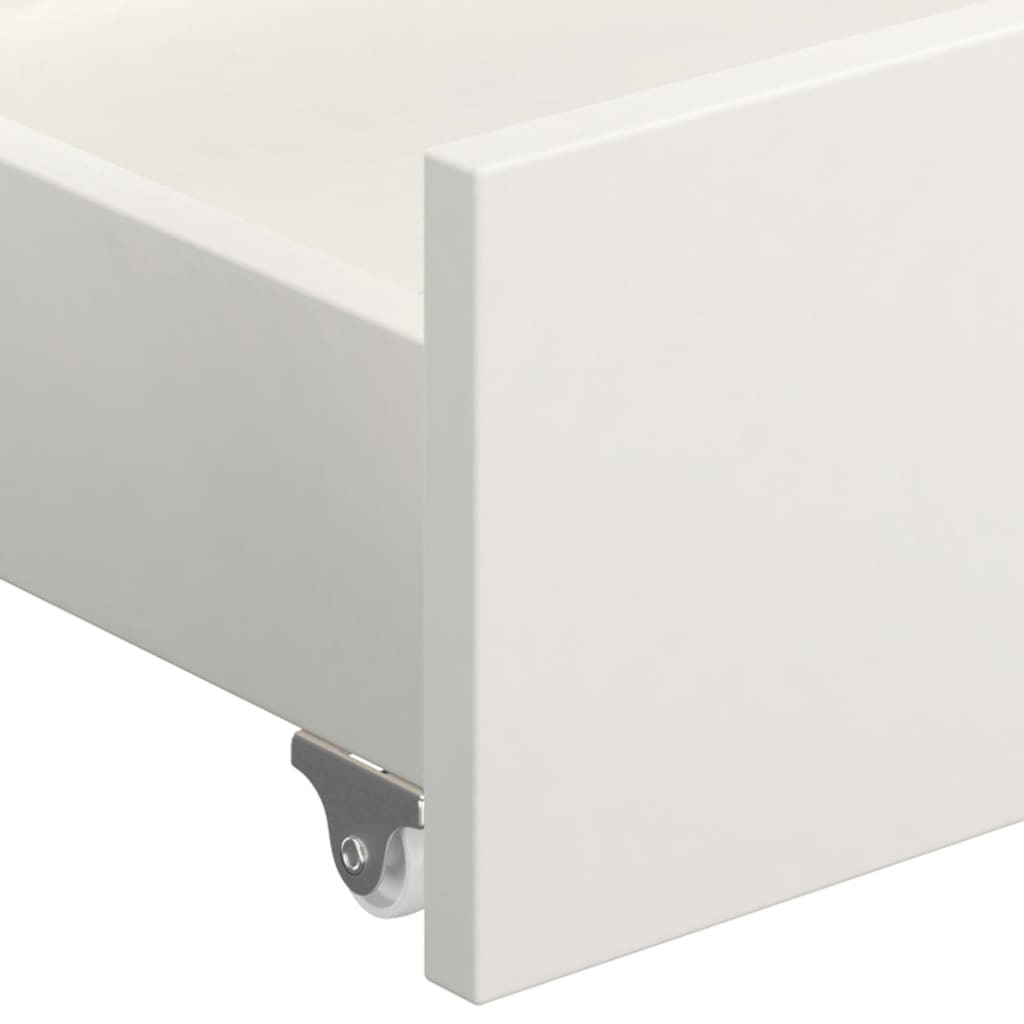 Canopy Bed Frame with 4 Drawers White Solid Pine Wood 160x200cm
